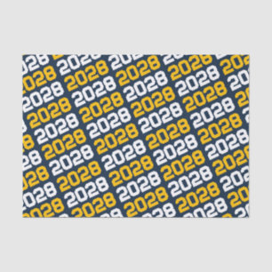 Navy Blue and Gold Repeating Class Year Graduation Tissue Paper