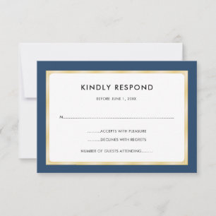 Navy Blue and Gold   RSVP Card
