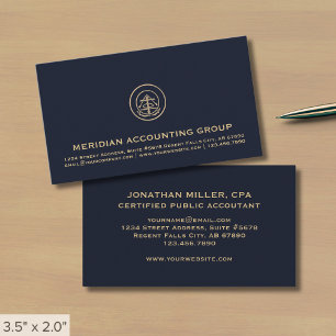 Navy Blue and Gold Seal Logo Business Card