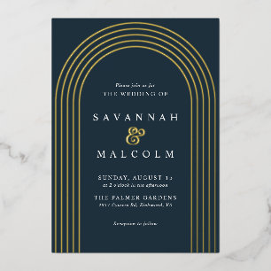 Navy Blue and Gold   Simple Modern Arch Wedding