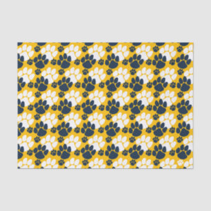 Navy Blue and Gold Small Pawprints Tissue Paper