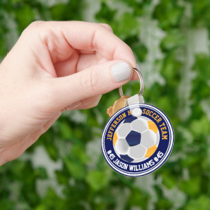 Navy Blue and Gold Soccer ⚽  Key Ring