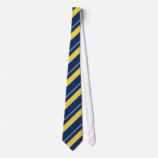 Navy Blue and Gold Striped Tie (Front)