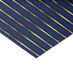 Navy Blue and Gold Stripes Tissue Paper
