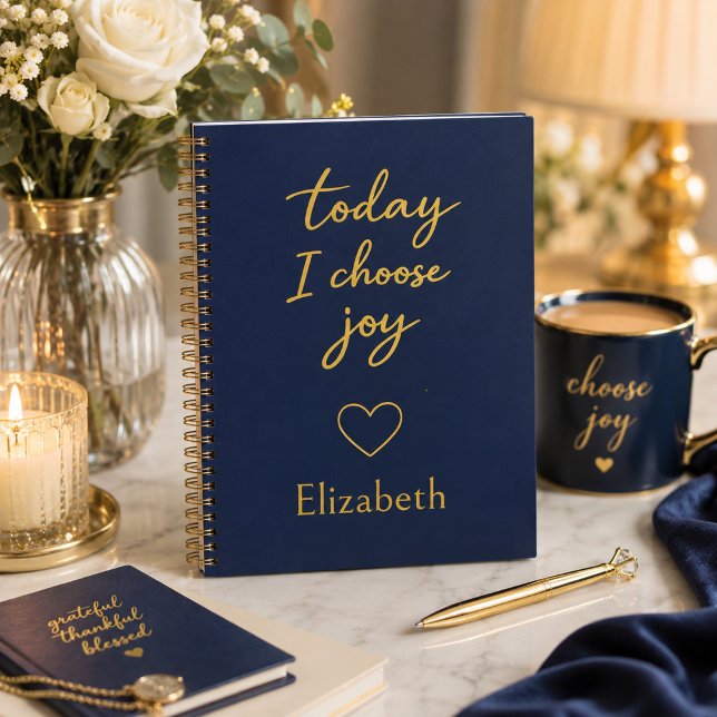 Navy Blue and Gold Today I Choose Joy  Notebook (Creator Uploaded)