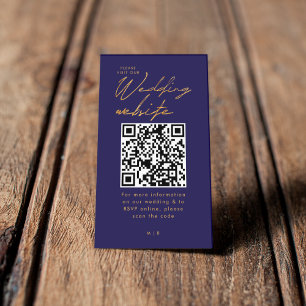 Navy Blue and Gold  Visit our Wedding Website Enclosure Card