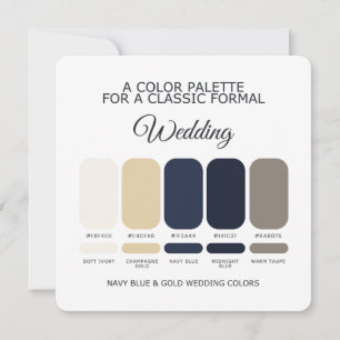 Navy Blue and Gold Wedding Colour Palette Card