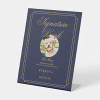 Navy Blue And Gold Wedding Pet Signature Drink