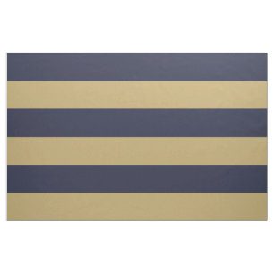 Navy Blue and Gold Wide Stripes Large Scale Fabric