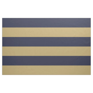Navy Blue and Gold Wide Stripes Large Scale Fabric