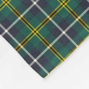 Navy Blue and Green Clan Turnbull Hunting Tartan Fleece Blanket