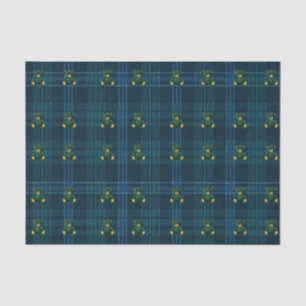 Navy Blue and Green Teddy Tartan Tissue Paper