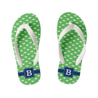 Navy Blue and Green Whales Square Monogram