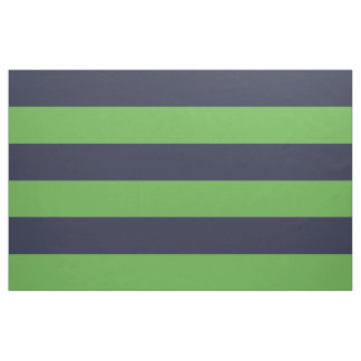Navy Blue and Green Wide Stripes Large Scale Fabric