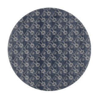 Navy Blue and Grey Design Cutting Board