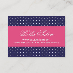 Navy Blue and Hot Pink Cute Modern Polka Dots Business Card