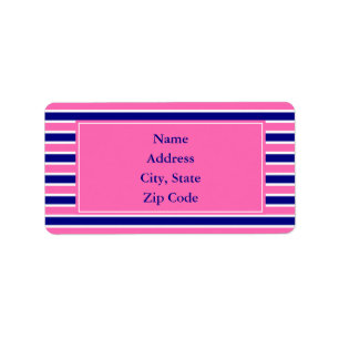 Navy Blue and Hot Pink Stripes Pattern Label