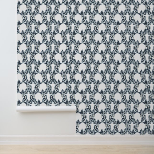 Navy Blue and Ivory Modern Wallpaper (Application)