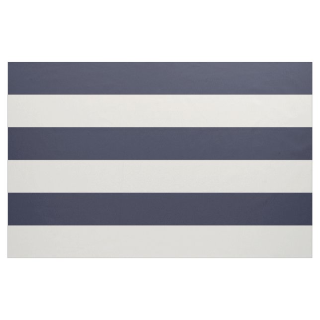 Navy Blue and Ivory Wide Stripes Large Scale Fabric (Yard)