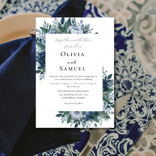 Navy blue and light blue elegant wedding  invitation