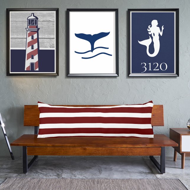 Navy Blue and  Maroon Red Rusty White Striped Body Cushion (Creator Uploaded)