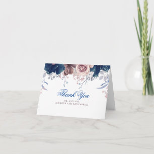 Navy Blue and Mauve Wedding Thank You