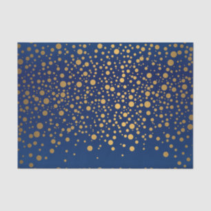 Navy Blue and Metallic Gold Confetti Tissue Paper