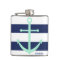 Navy Blue and Mint Monogram Anchor Flask