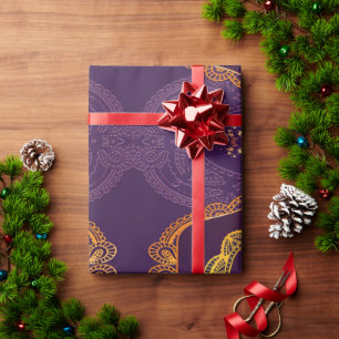 Navy Blue and or Violet with Gold Mandalas Wrapping Paper