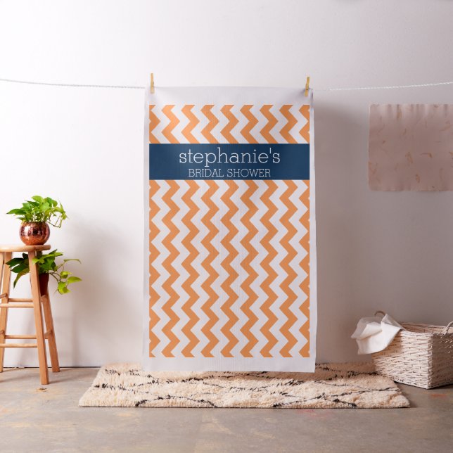 Navy Blue and Orange Bridal Shower Photo Backdrop (In Situ)