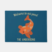 Navy Blue and Orange Koi Goldfish Welcome
