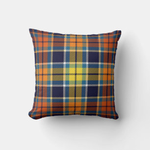 Navy Blue And Orange Plaid Cushion