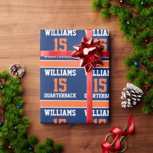 Navy Blue and Orange Wrapping Paper
