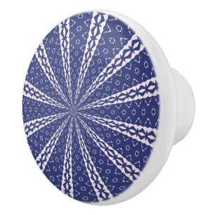 Navy Blue and Pink Bold Geo Kaleidoscope Ceramic Knob
