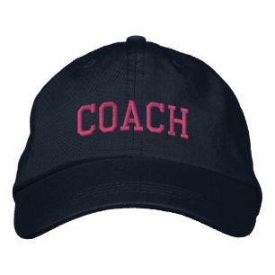 Navy Blue and Pink Custom Coach Sports Team Gift Embroidered Hat