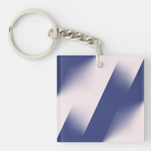 Navy Blue and Pink Diagonal Colour Block Ombre Key Ring