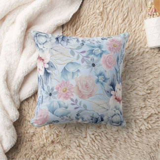 Navy Blue And Pink Floral Cushion