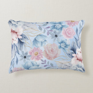 Navy Blue And Pink Floral Decorative Cushion