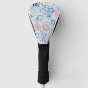 Navy Blue And Pink Floral Golf Head Cover