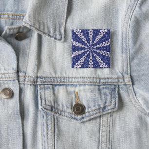 Navy Blue and Pink Mitochondria Kaleidoscope 15 Cm Square Badge