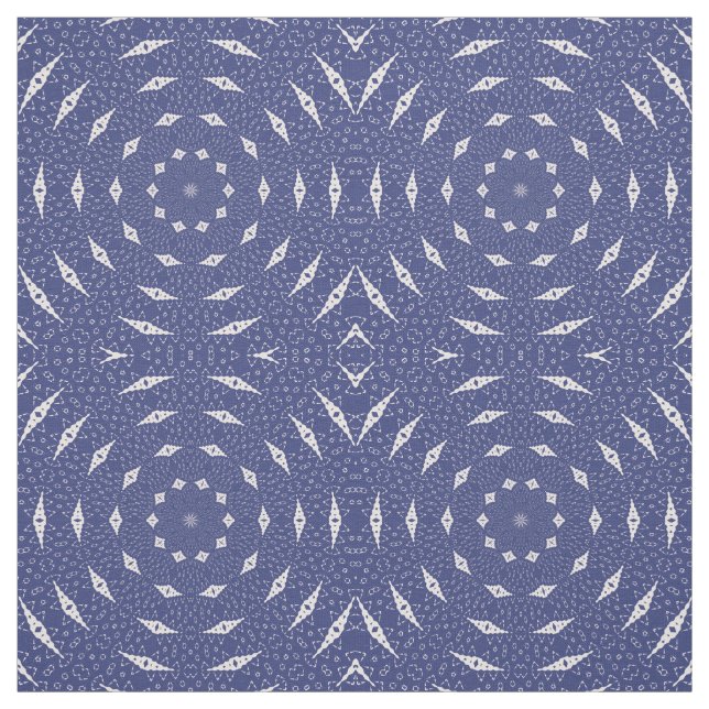 Navy Blue and Pink Mitochondria Mandala Fabric (Swatch)