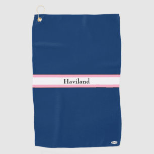 Navy Blue and Pink Personalised Golf Towel HAMbWG