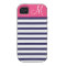 Navy Blue and Pink Preppy Stripes Custom Monogram