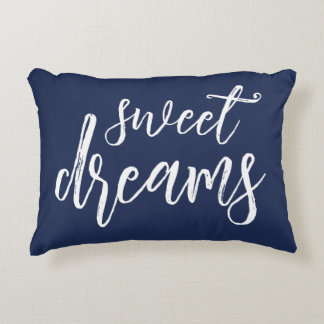 Navy blue and Pink Sweet Dreams Hand Lettering Decorative Cushion