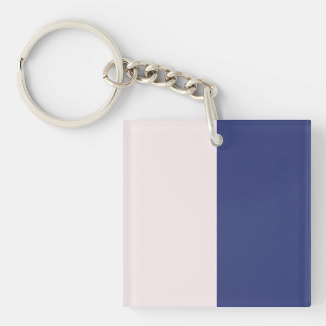Navy Blue and Pink Vertical Colour Blocks Key Ring (Front)