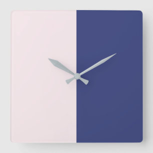 Navy Blue and Pink Vertical Colour Blocks Square Wall Clock