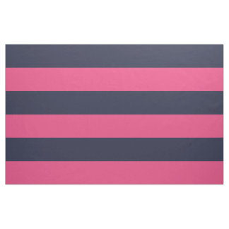 Navy Blue and Pink Wide Stripes Large Scale Fabric