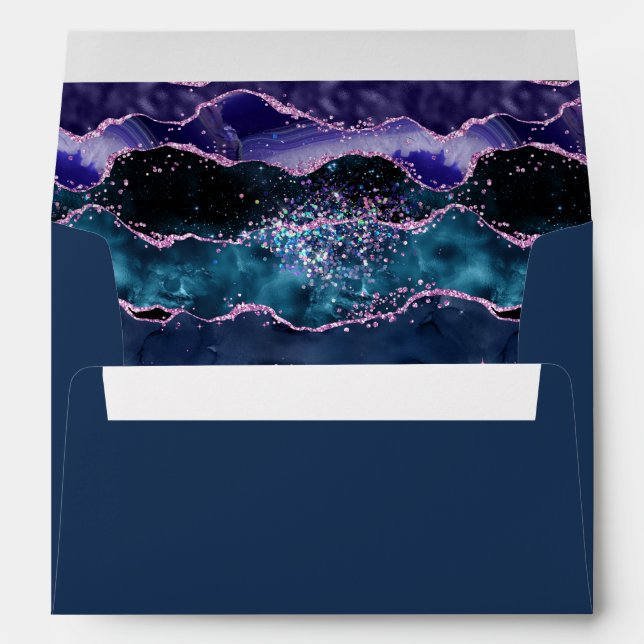 Navy Blue and Purple Ocean Agate Envelope (Back (Bottom))
