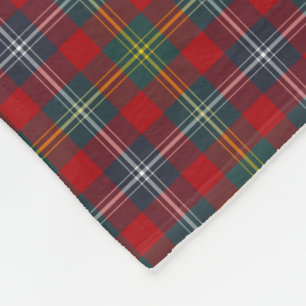 Navy Blue and Red Foster Clan Tartan Monogram Fleece Blanket