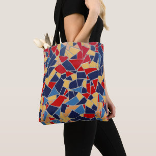 Navy Blue and Red Mosaic Tote Bag